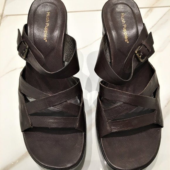 Hush Puppies Brown Wedge Size 9M Made in Brazil - Picture 5 of 8
